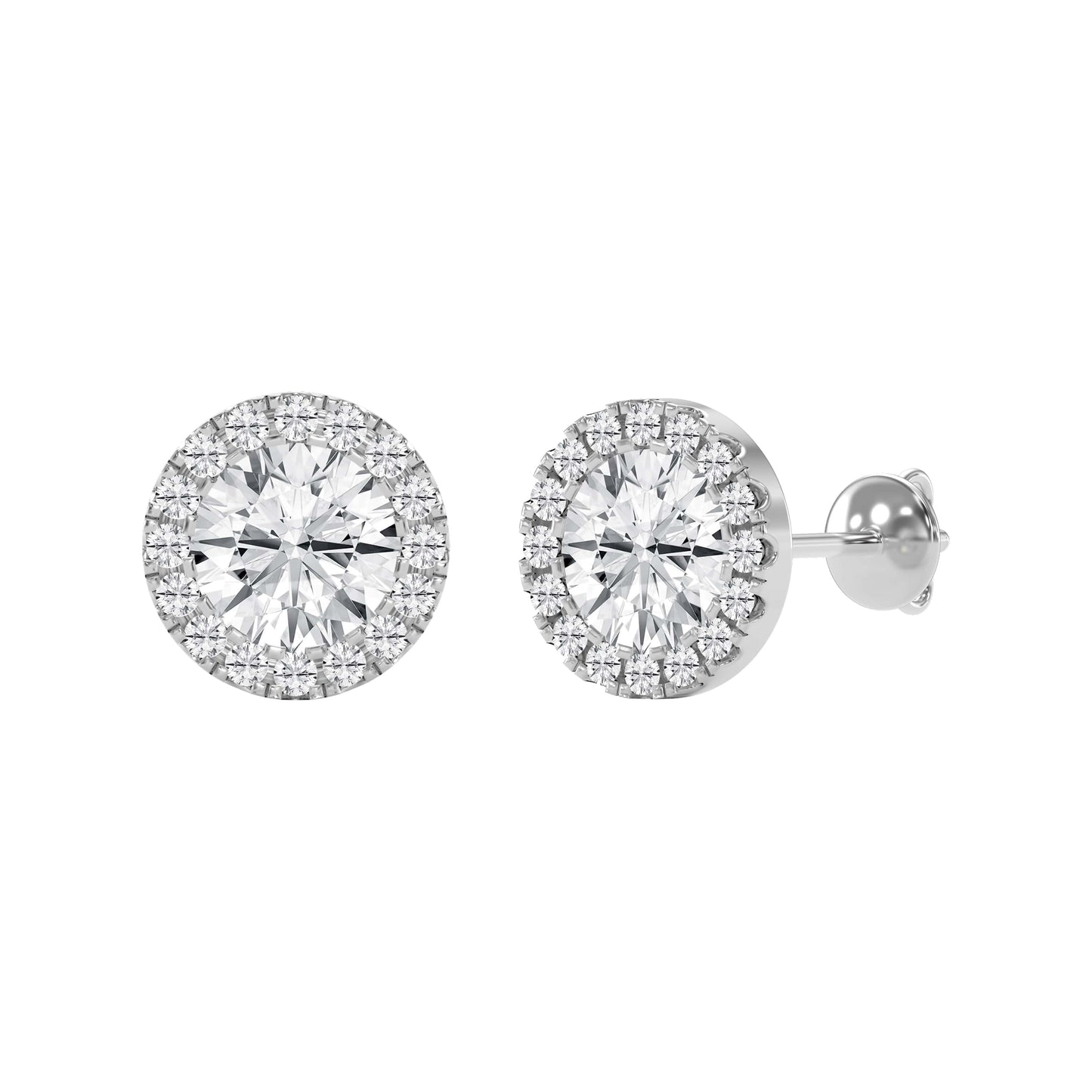 Halo Design Round Diamond Earring Stud