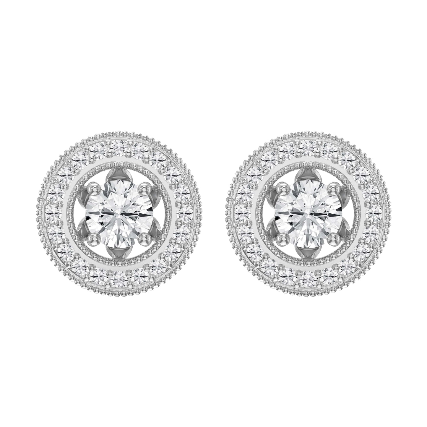 Round Diamond Halo Design Earrings