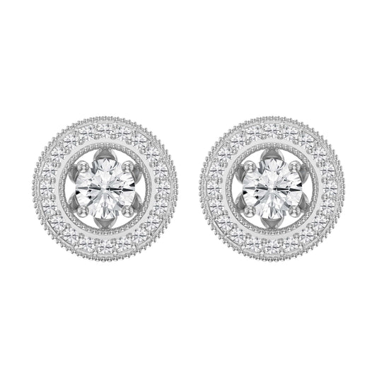 Round Diamond Halo Design Earrings