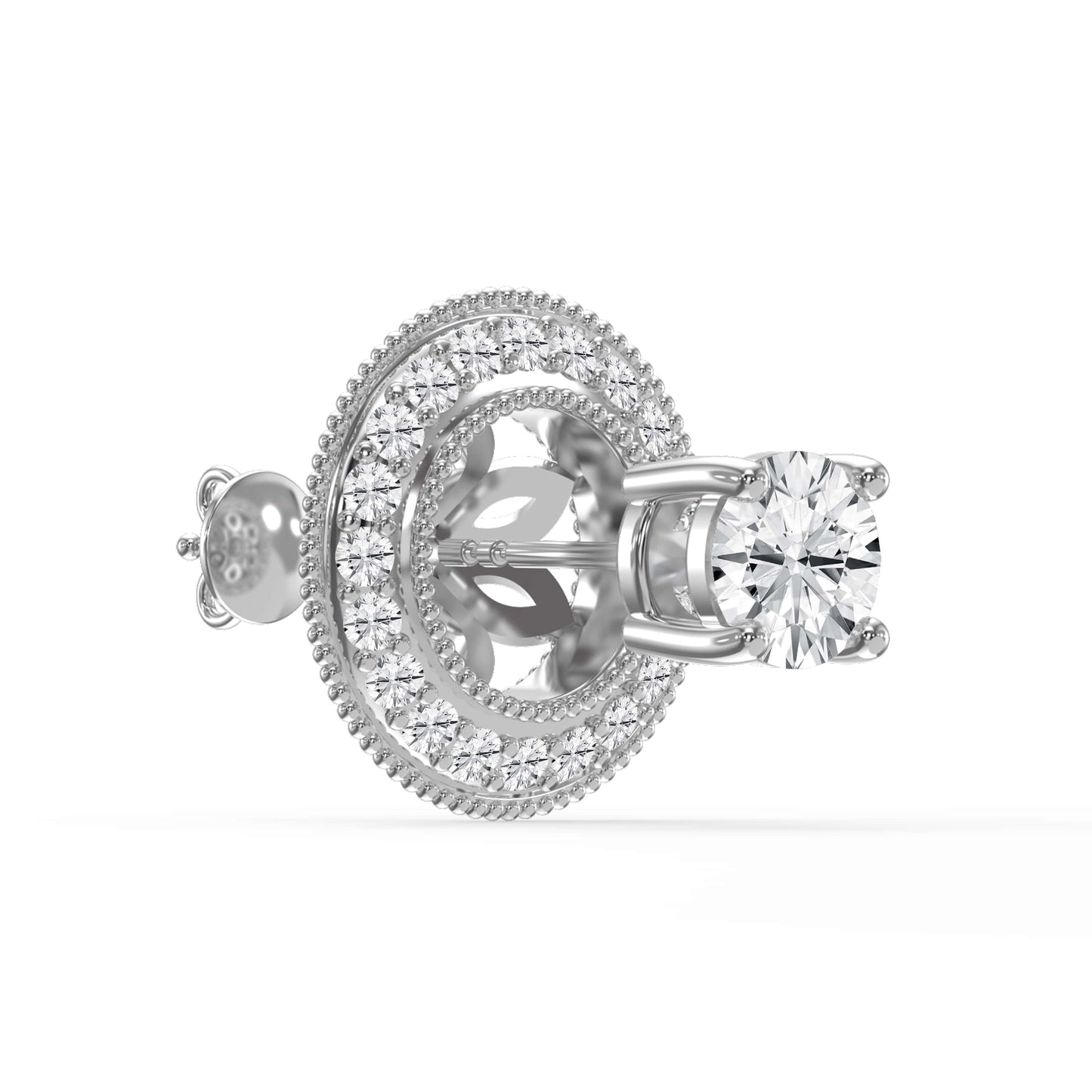 Round Diamond Halo Design Earrings