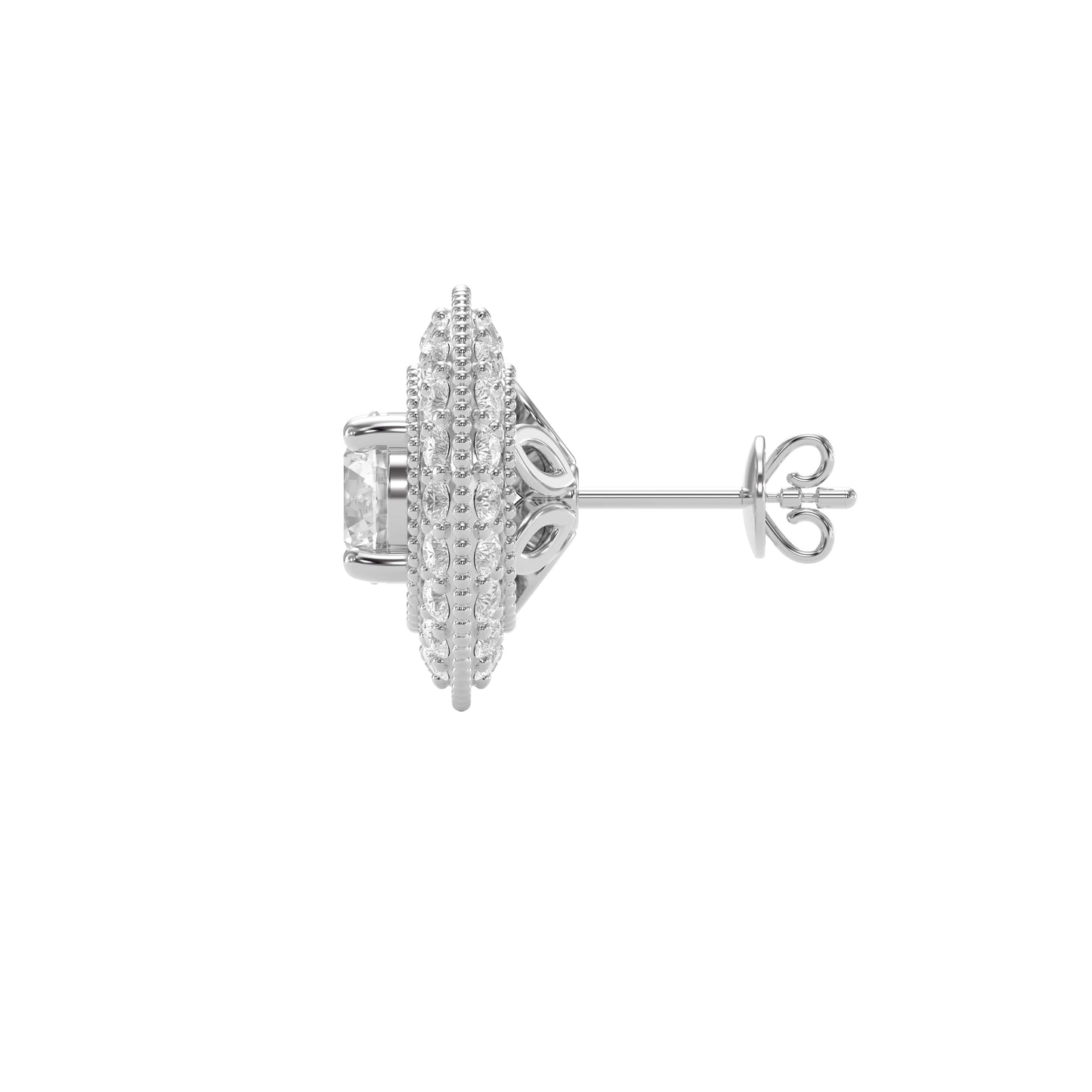 Round Diamond Halo Design Earrings