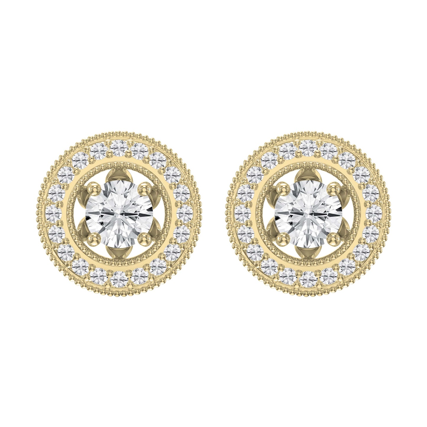 Round Diamond Halo Design Earrings