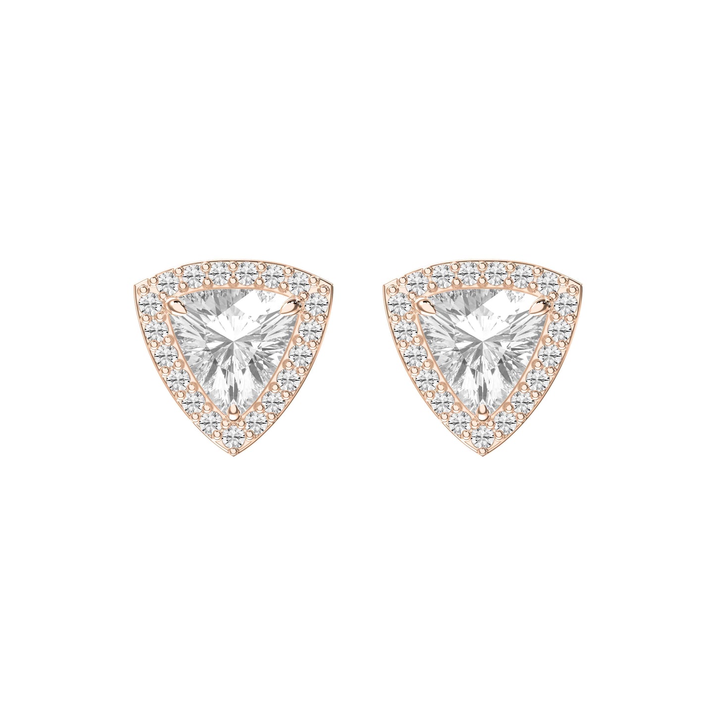 Trillion Cut Diamond Halo Stud Earrings