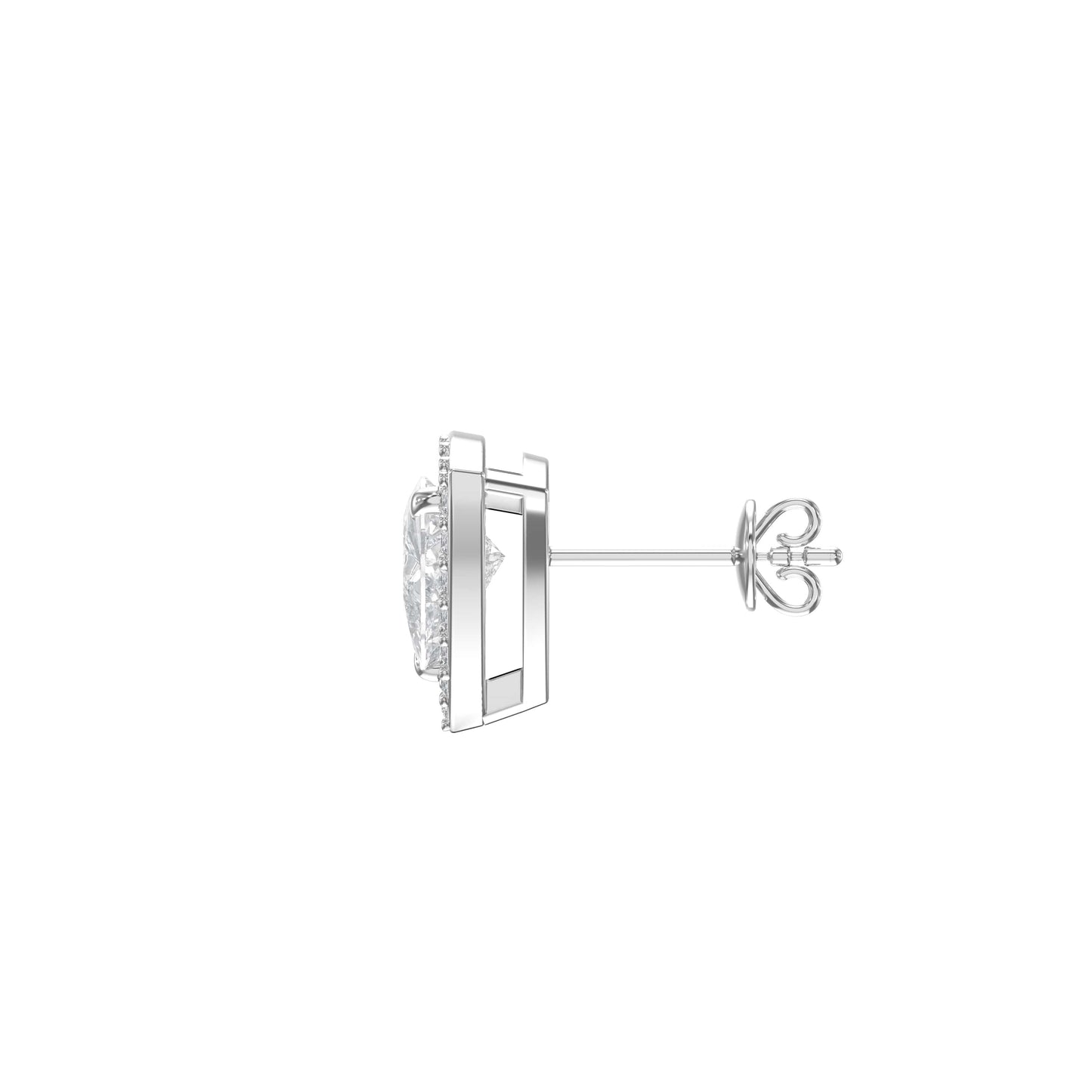 Trillion Cut Diamond Halo Stud Earrings