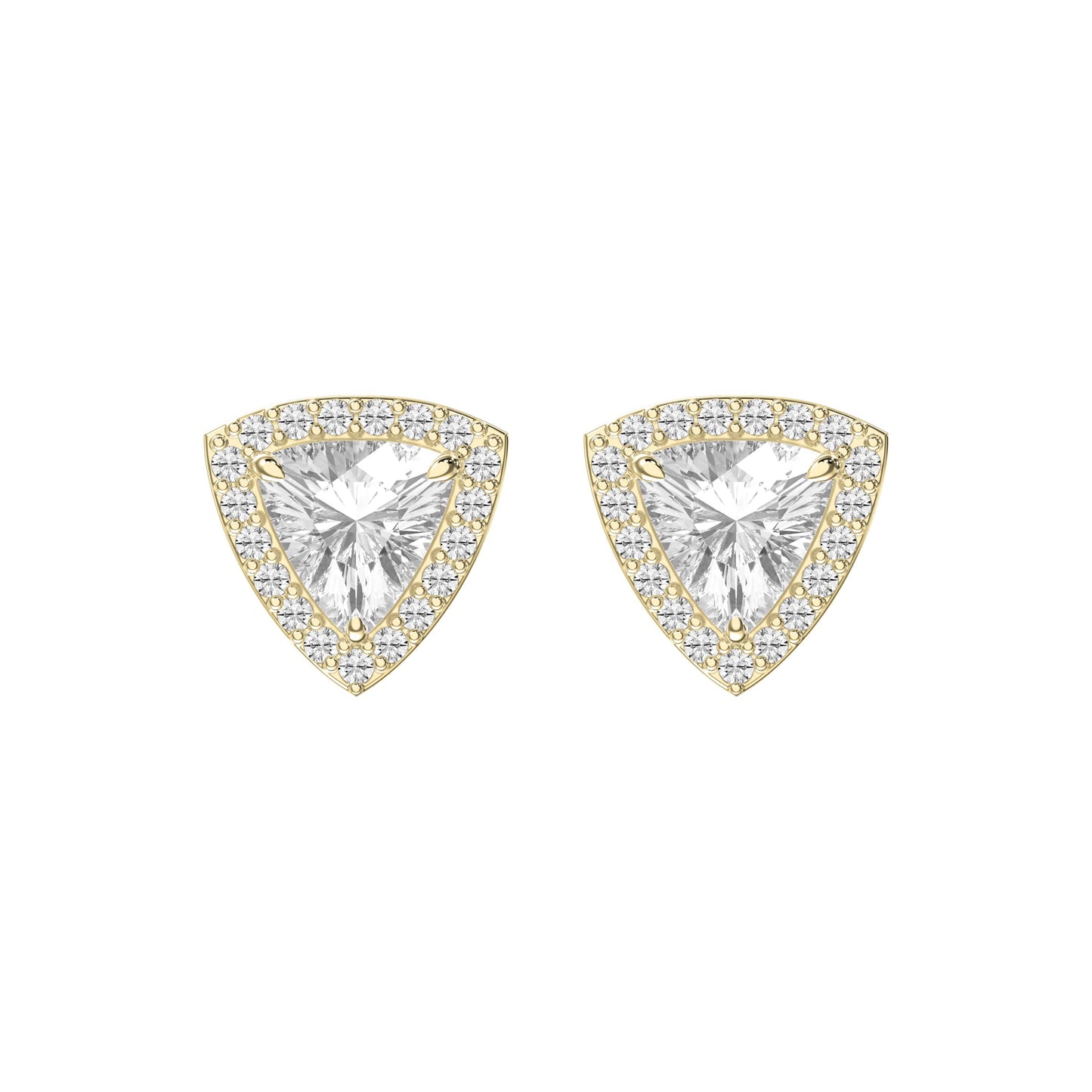 Trillion Cut Diamond Halo Stud Earrings
