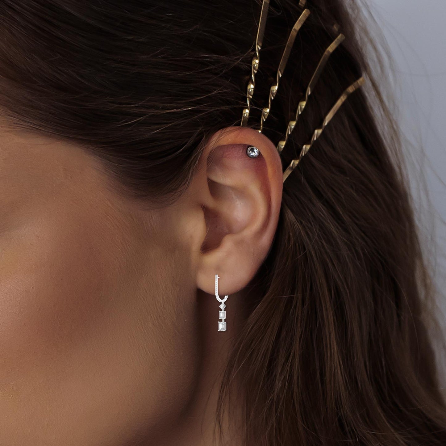 Hoops Inspired Drop Diamond Earring Fine Jewelry