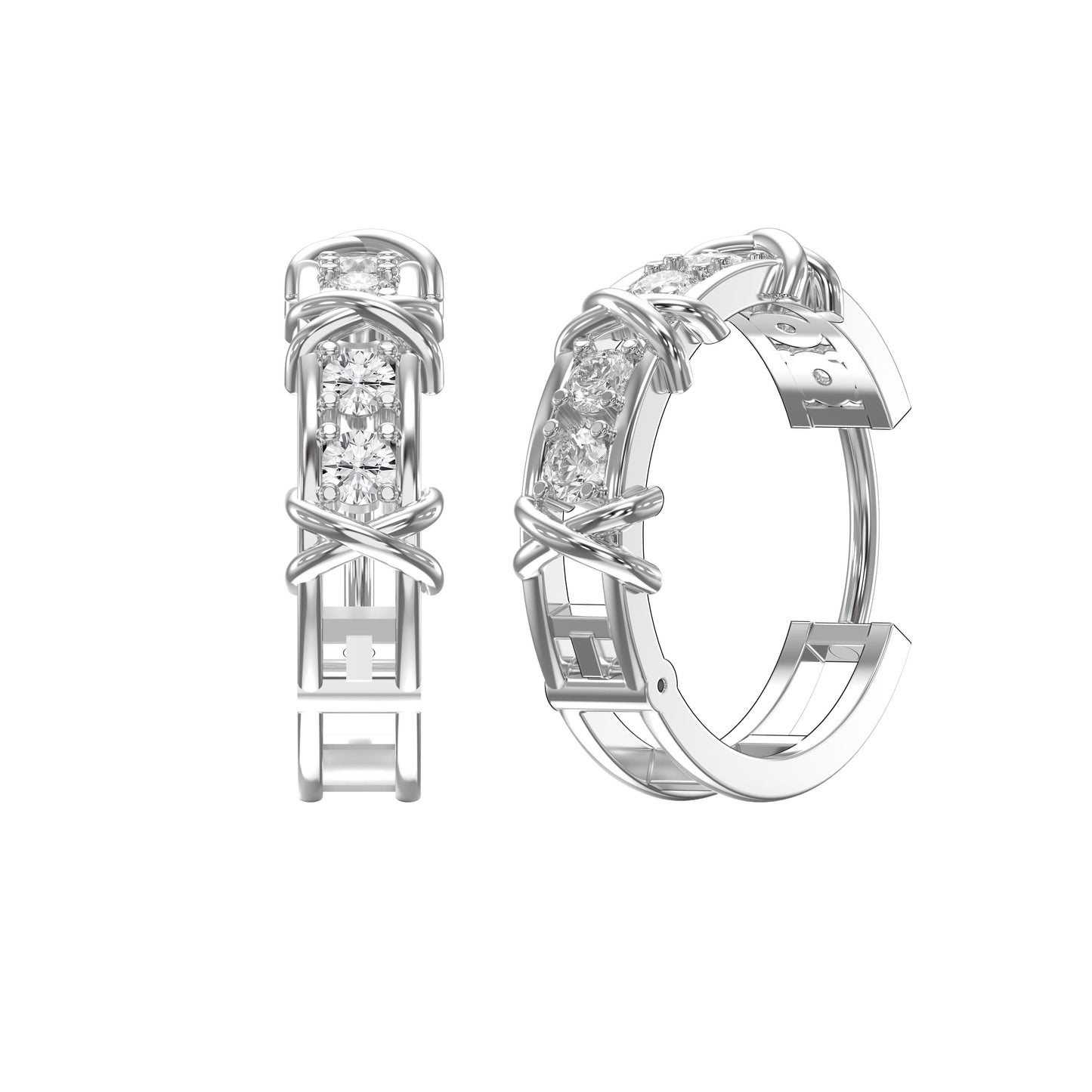 Crisscross Detailing Diamond Hoops Fine Jewelry