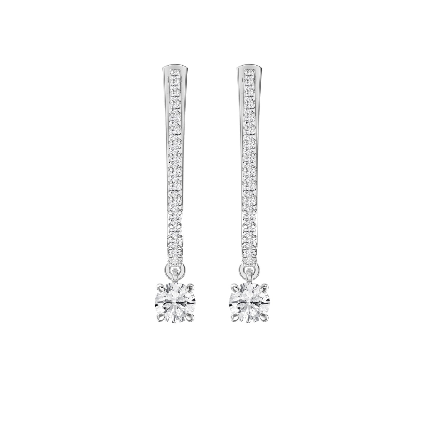 Elegent U- Shape Diamond Hoops Solitaire Fine Jewelry