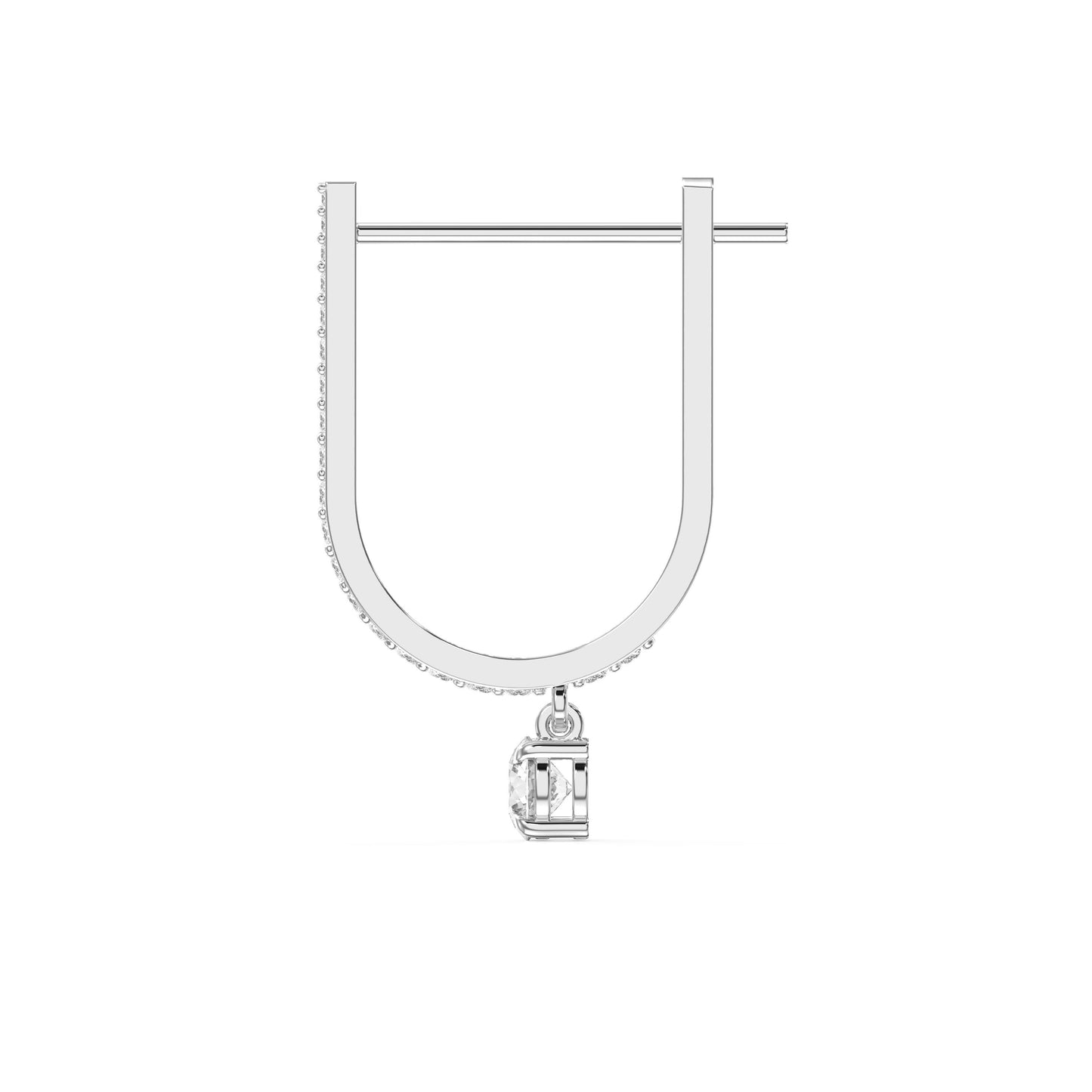 Elegent U- Shape Diamond Hoops Solitaire Fine Jewelry