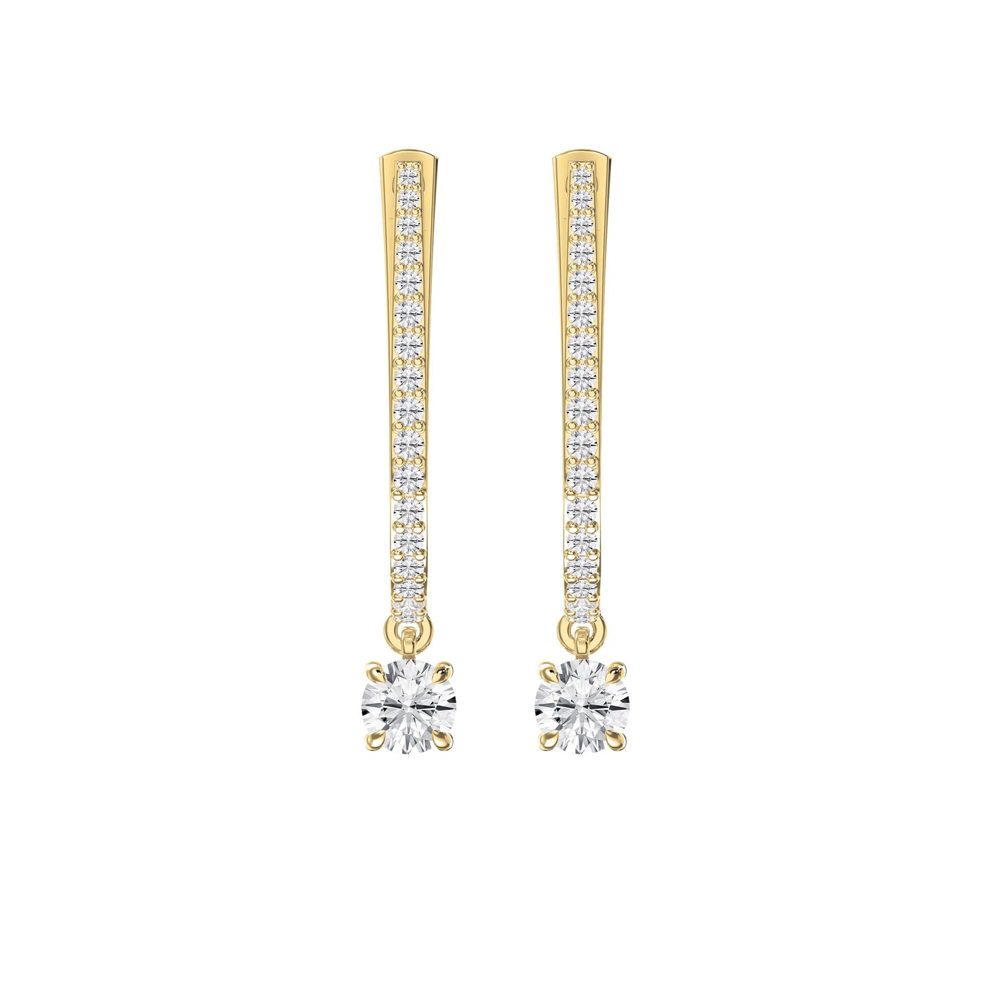 Elegent U- Shape Diamond Hoops Solitaire Fine Jewelry