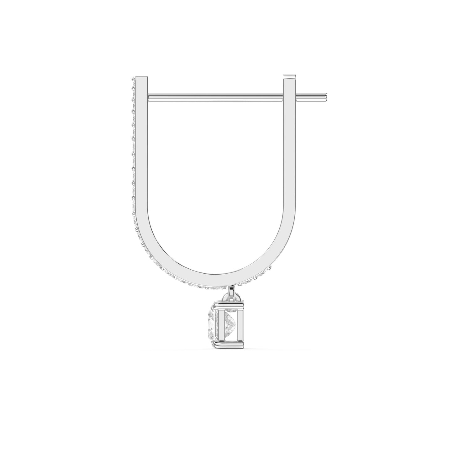 Round & Princess Cut Diamonds Pavé Design Hoops Earring