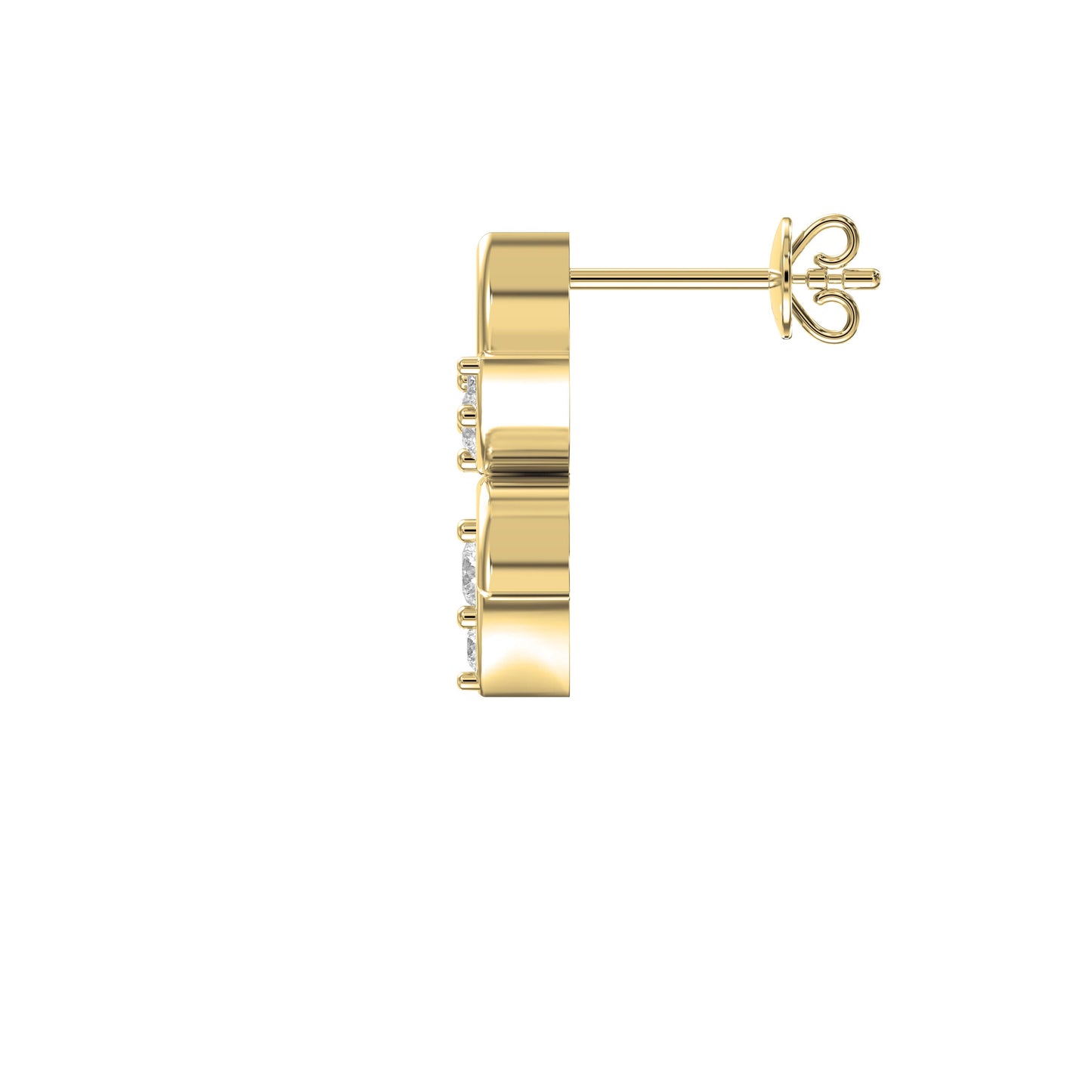 Elegant Leaf Petal Round Diamond Floral Cluster Design Earrings