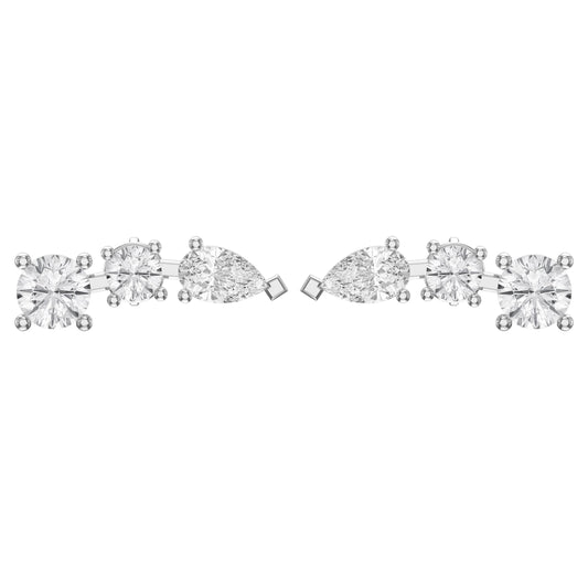 Pear & Round Diamond Cluster Design Fashion Earrings