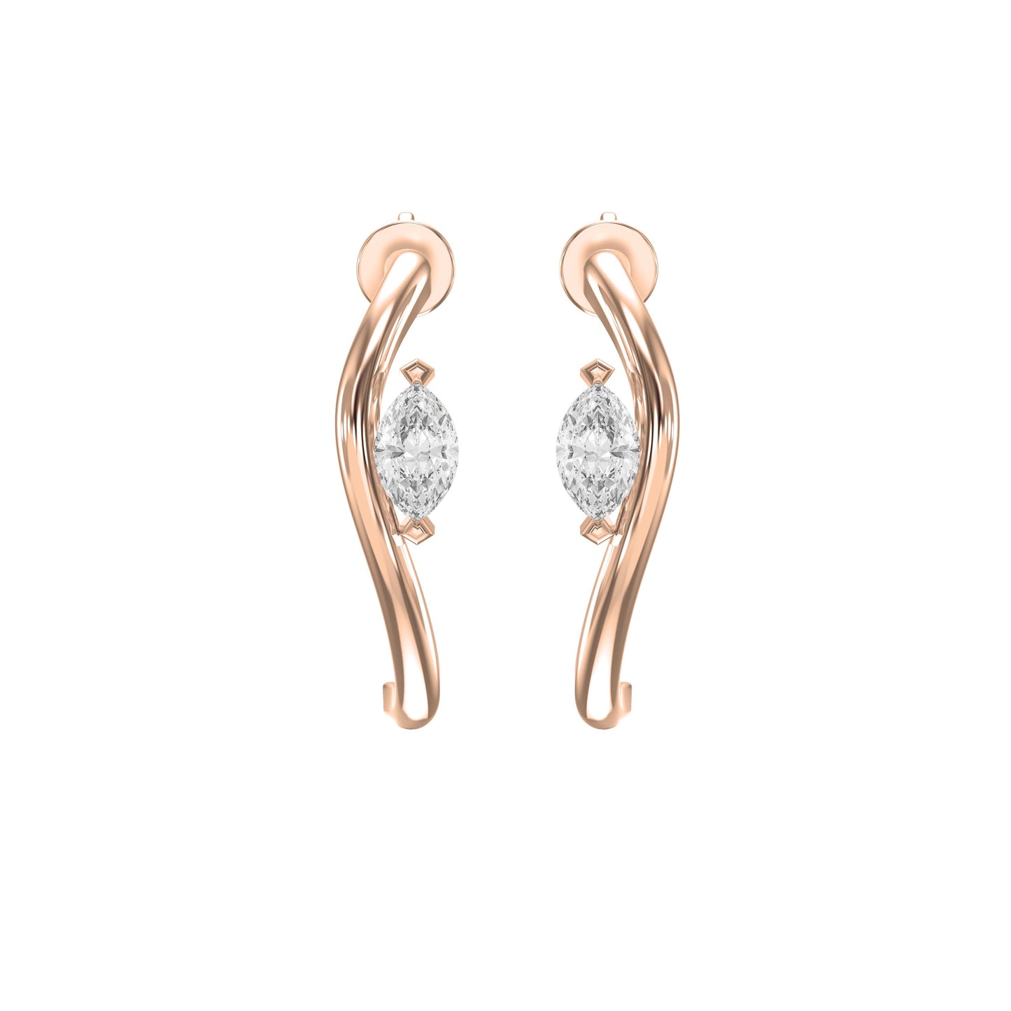 Marquise Diamond Curvy Embrace Fashion Earrings
