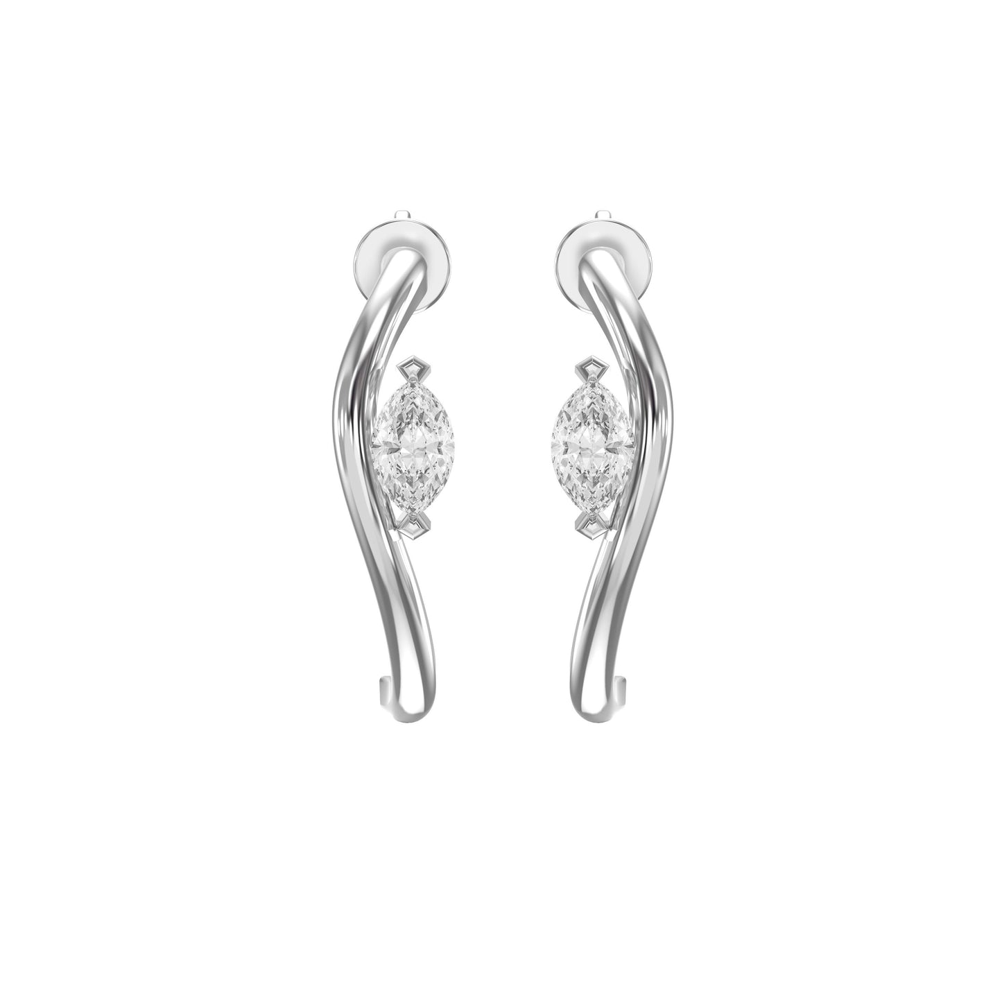 Marquise Diamond Curvy Embrace Fashion Earrings