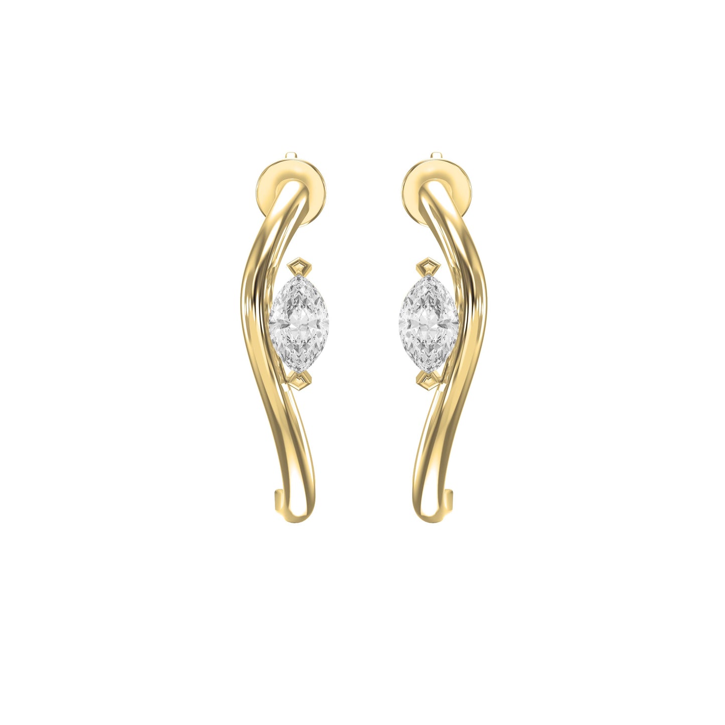 Marquise Diamond Curvy Embrace Fashion Earrings