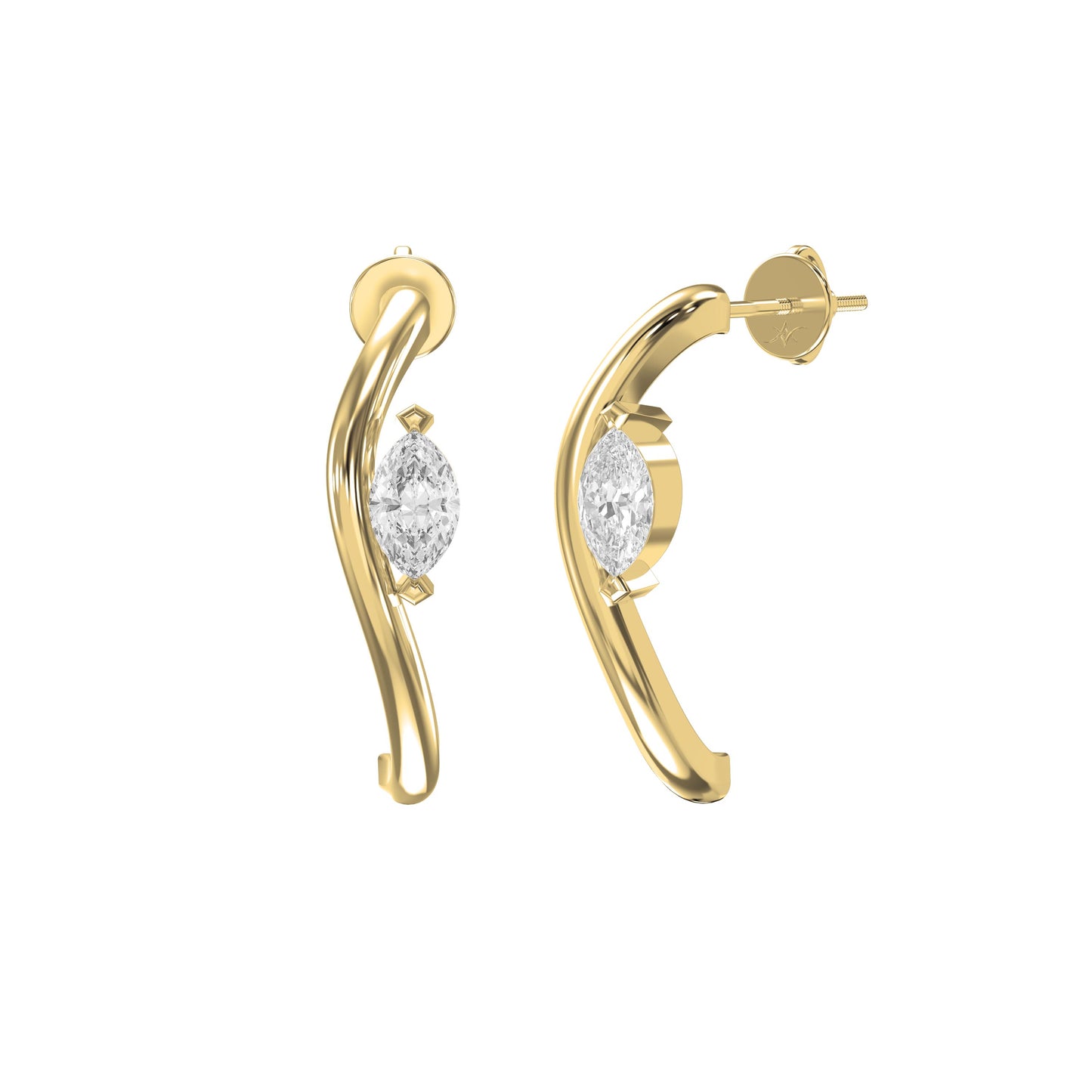 Marquise Diamond Curvy Embrace Fashion Earrings