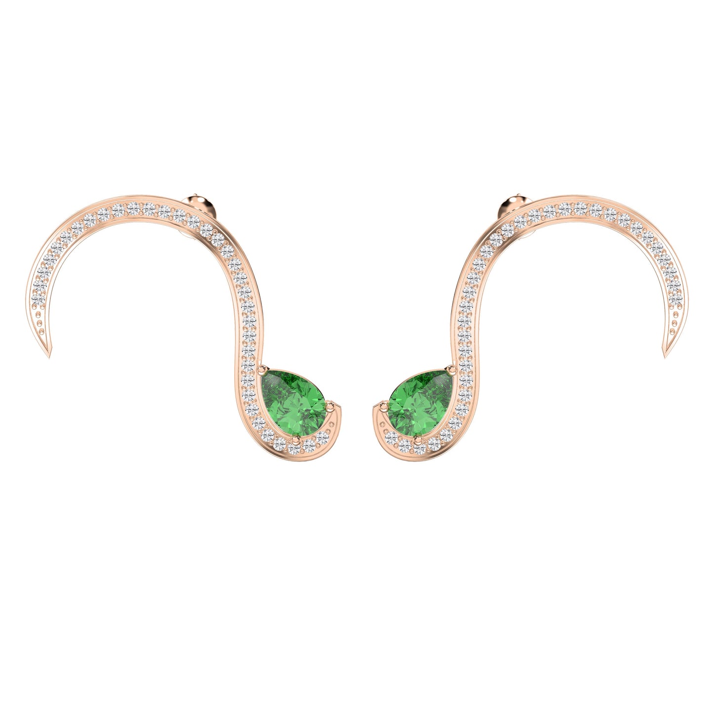 Green Gemstone Trance Pavé Fashion Earrings