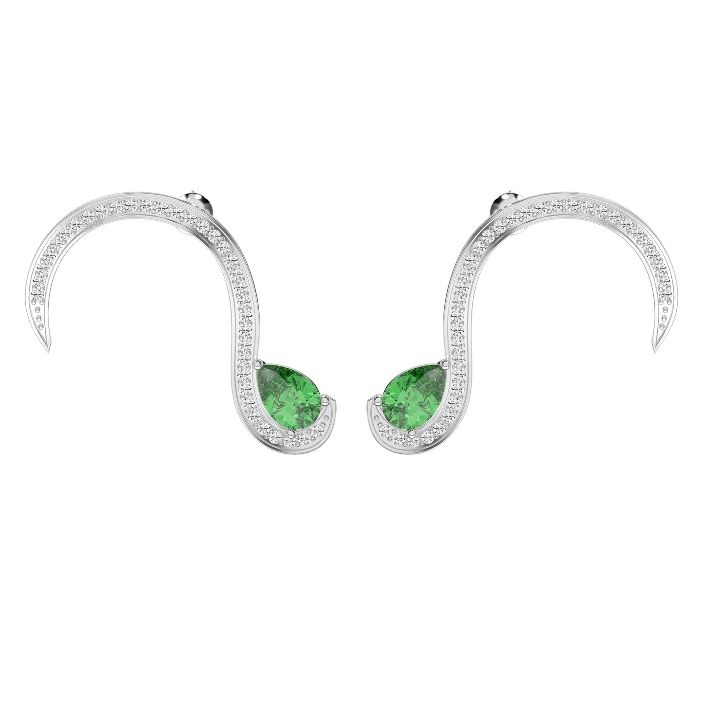 Green Gemstone Trance Pavé Fashion Earrings