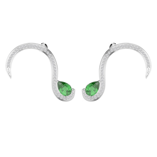 Green Gemstone Trance Pavé Fashion Earrings