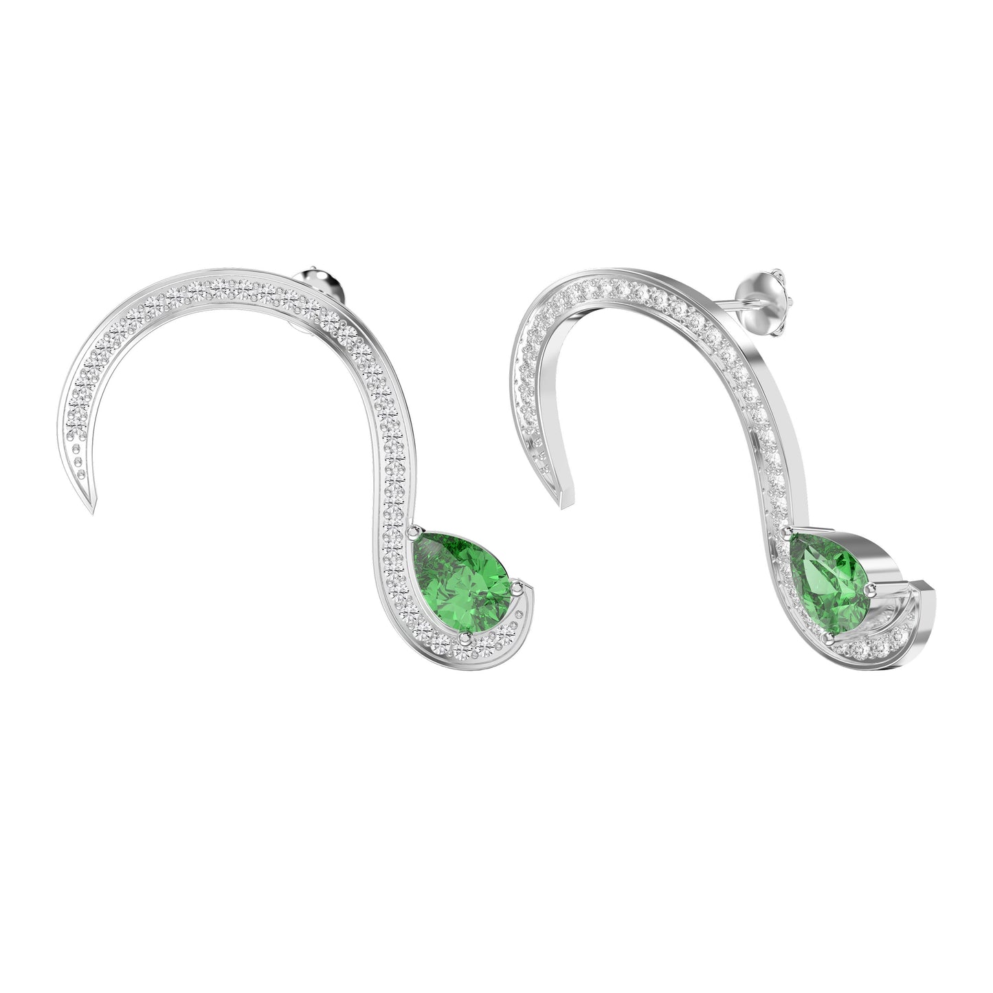 Green Gemstone Trance Pavé Fashion Earrings