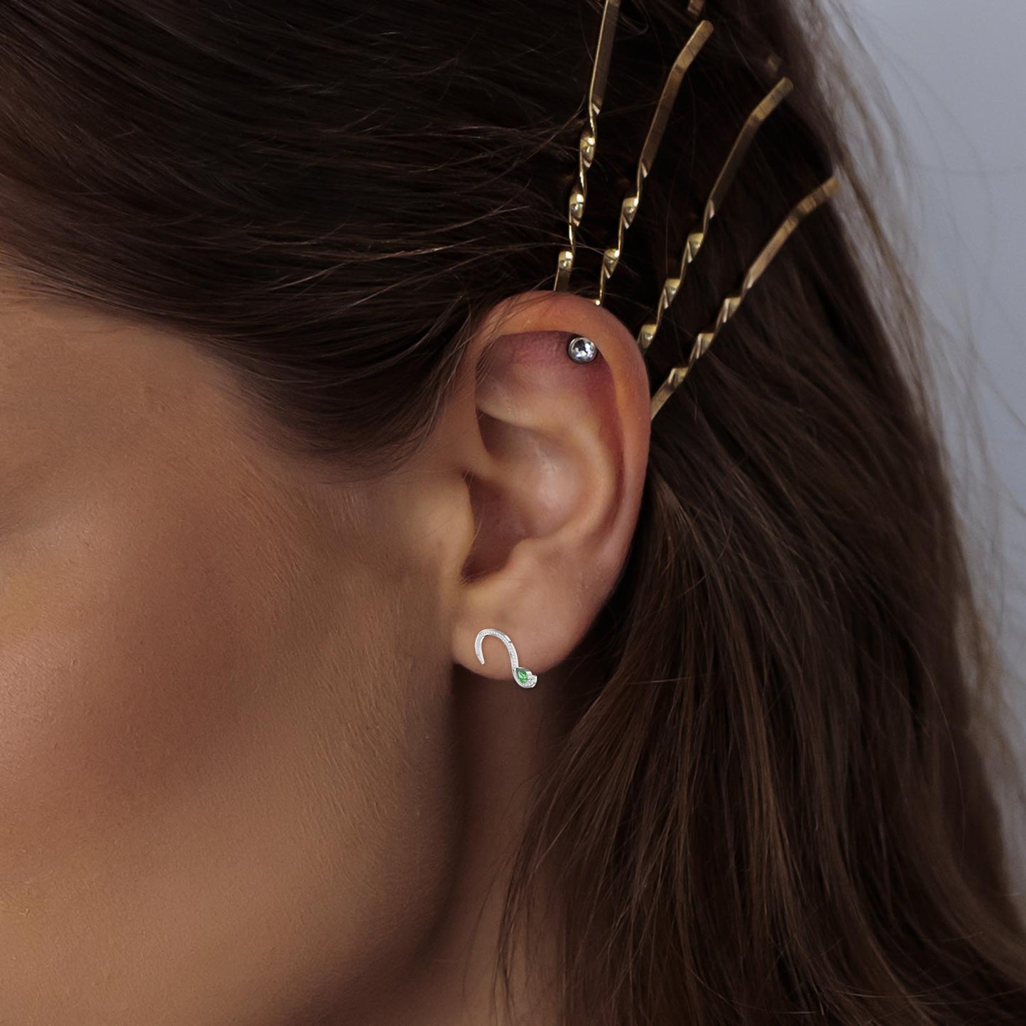 Green Gemstone Trance Pavé Fashion Earrings