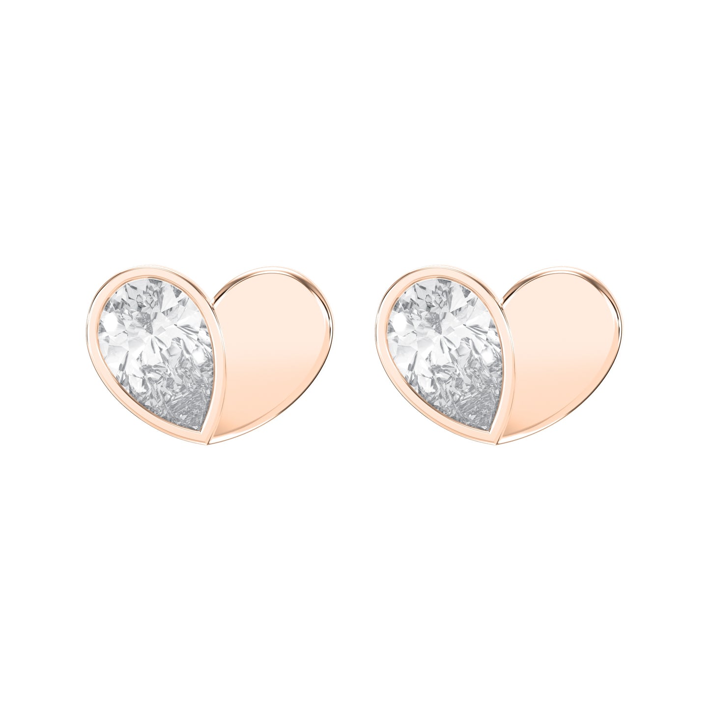 Heart Shape Earrings with Pear-Shaped Diamond Fashion Earring