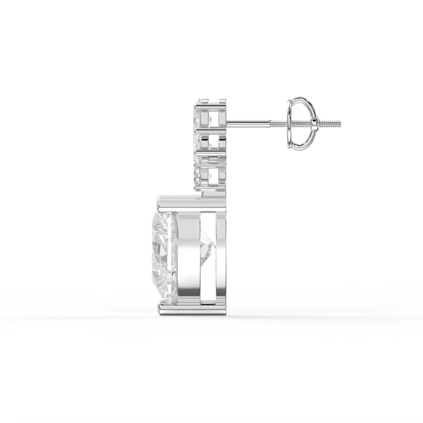 Floral Cluster Heart Diamond Drop Earring