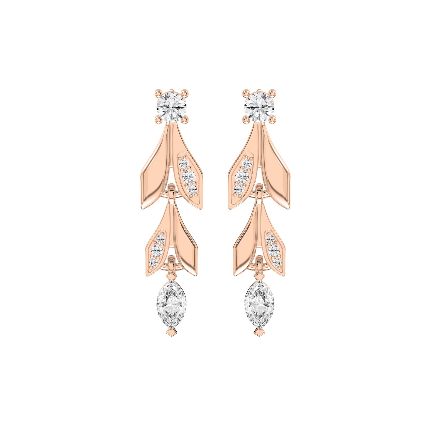 Elegant Leaf Diamond Drop Dangle Earring