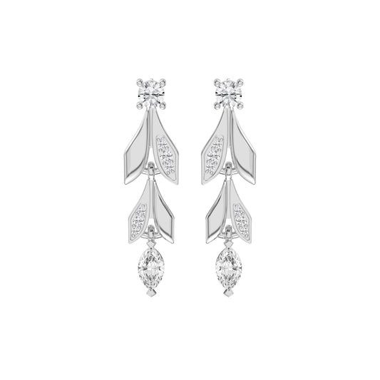 Elegant Leaf Diamond Drop Dangle Earring