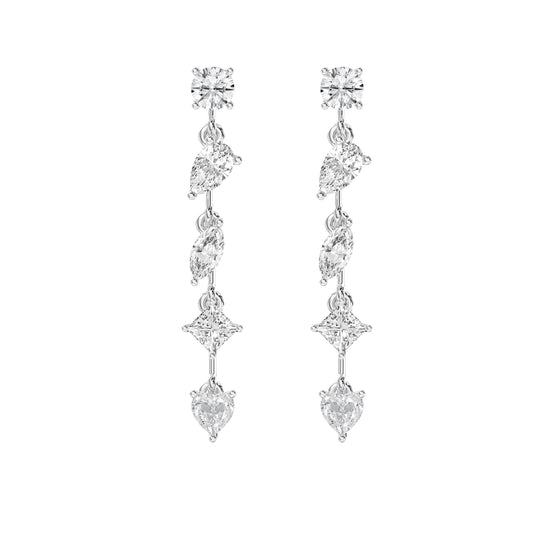 Multi Shape Diamond Drop Earring