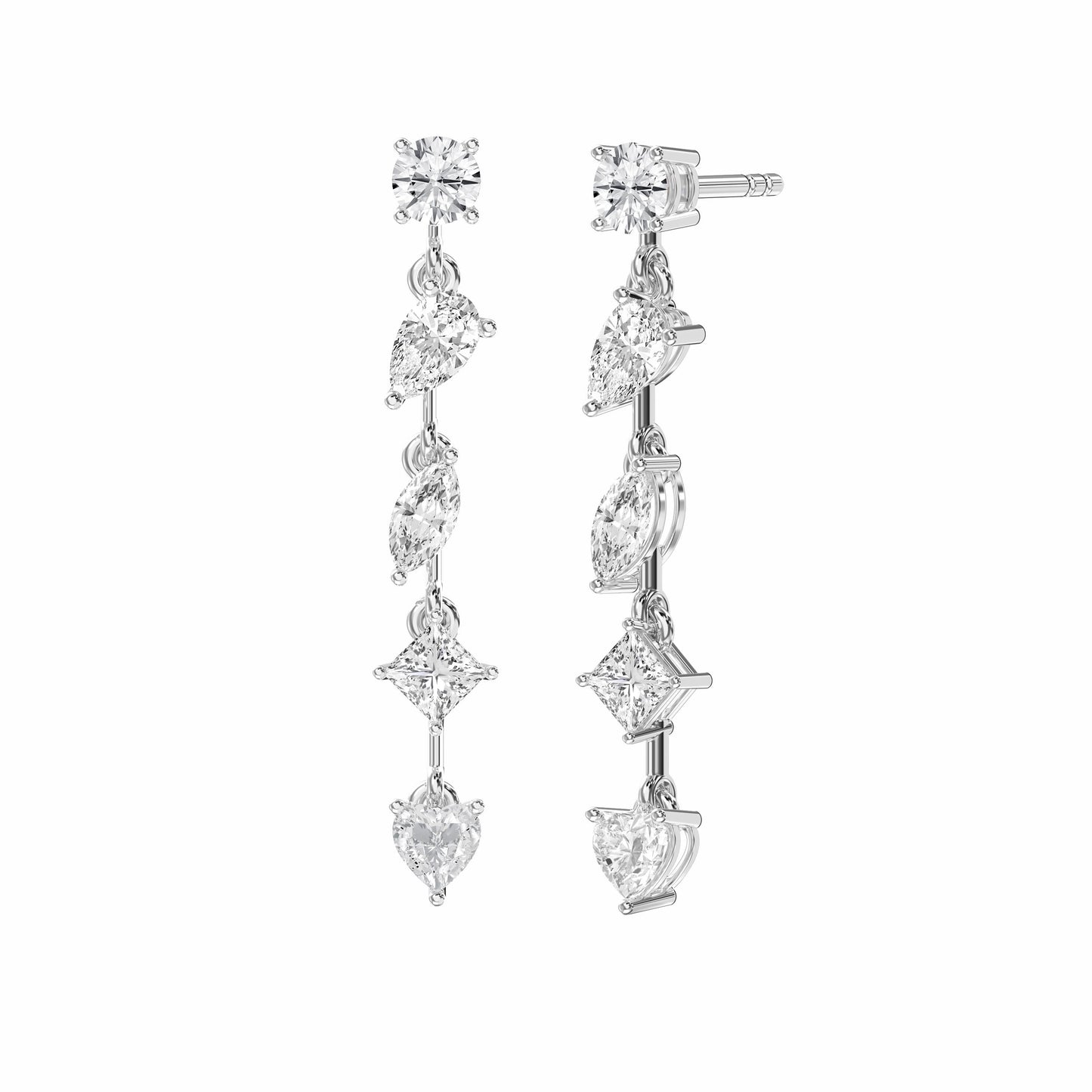 Multi Shape Diamond Drop Earring