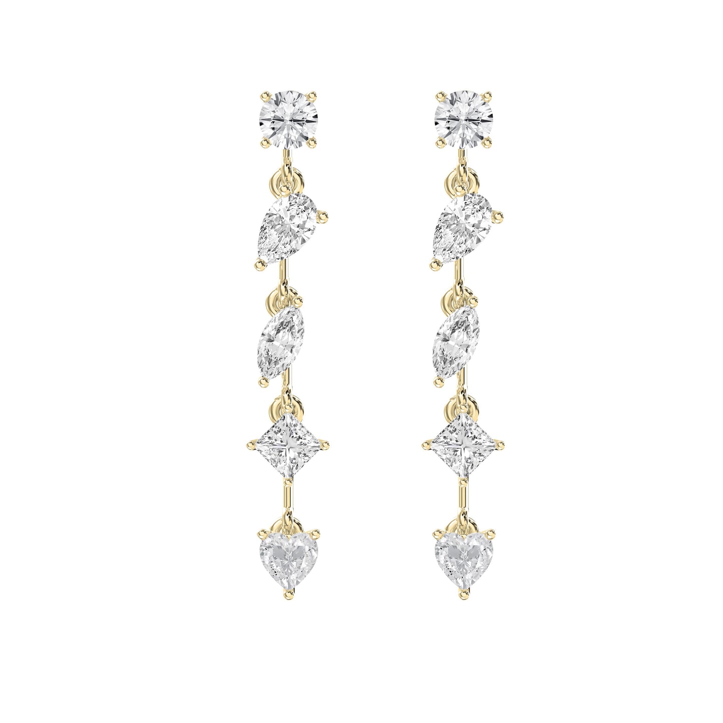 Multi Shape Diamond Drop Earring