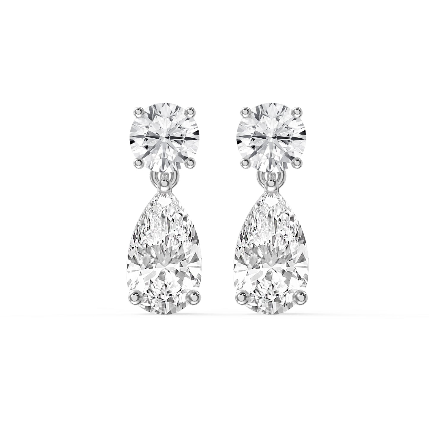 Round & Pear Diamond Drop Dangle Earring
