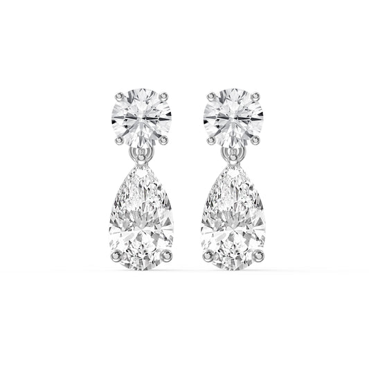 Round & Pear Diamond Drop Dangle Earring
