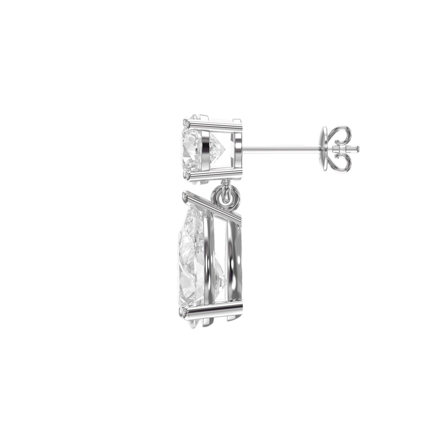 Round & Pear Diamond Drop Dangle Earring