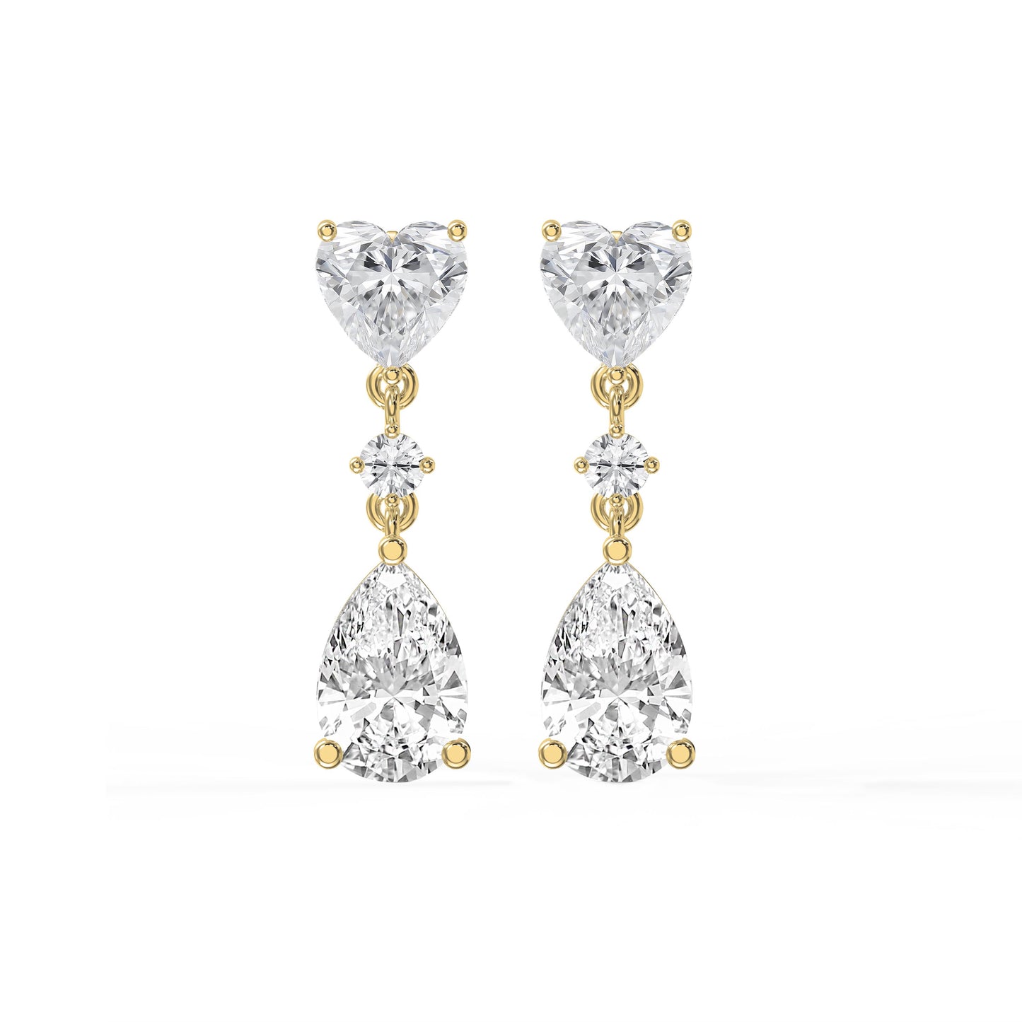 Romantic Heart & Pear Cut Diamond Drop Dangle Earring