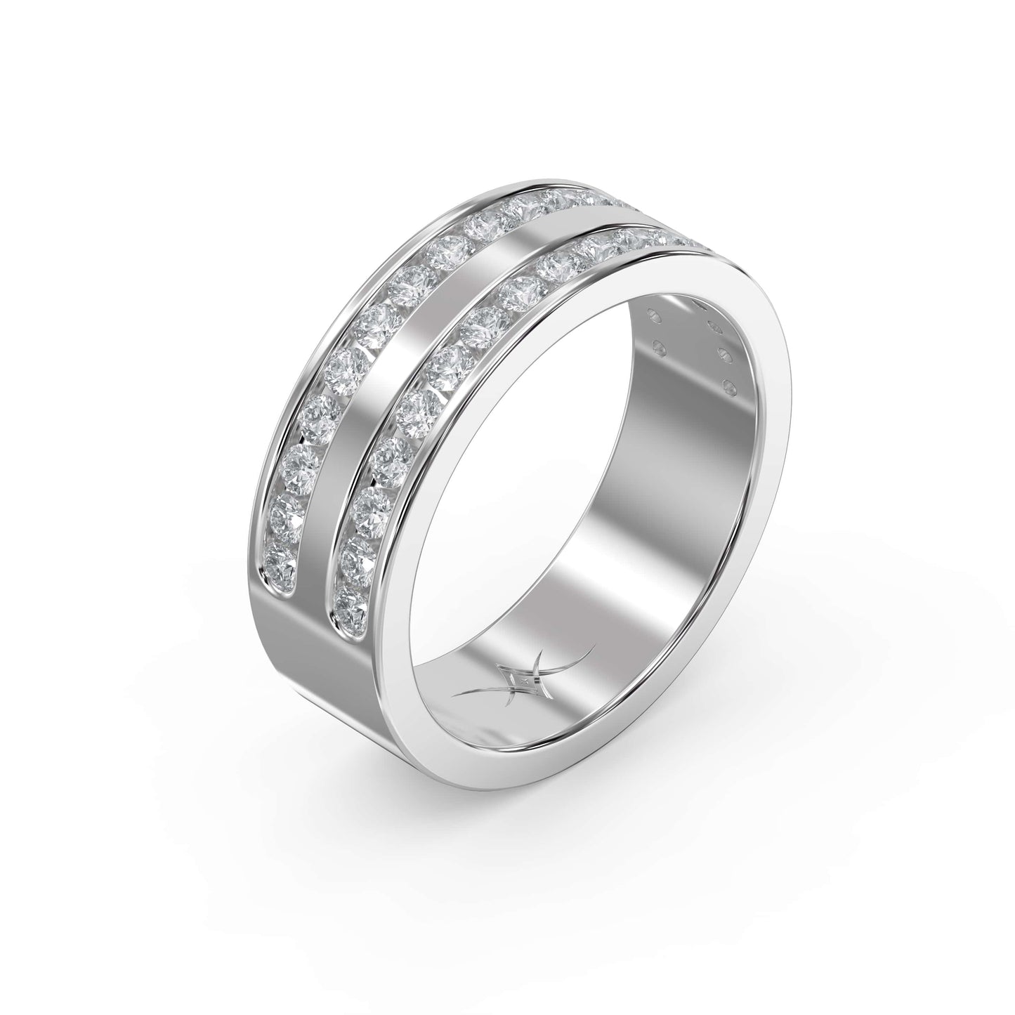 Two-Row Channel Set Half Eternity Diamond Ring