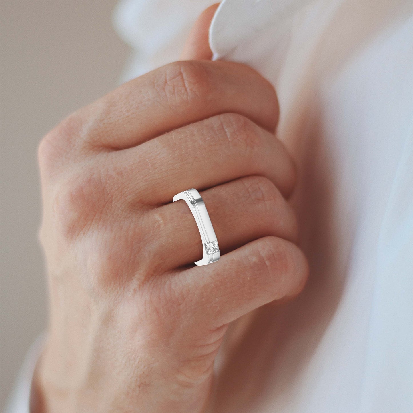 Square Ring for Men Masculine Brilliance diamond Band ( 0.40 -0.50 ct.)