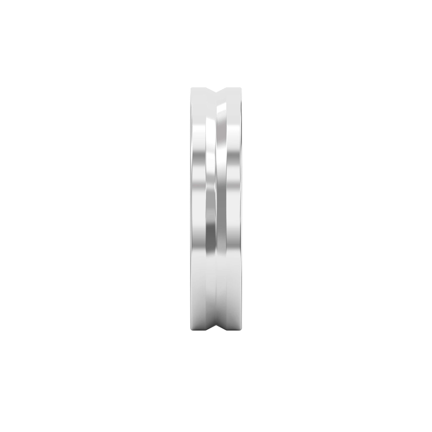 Bullnose Groove Pattern Flat Wedding Metal Ring