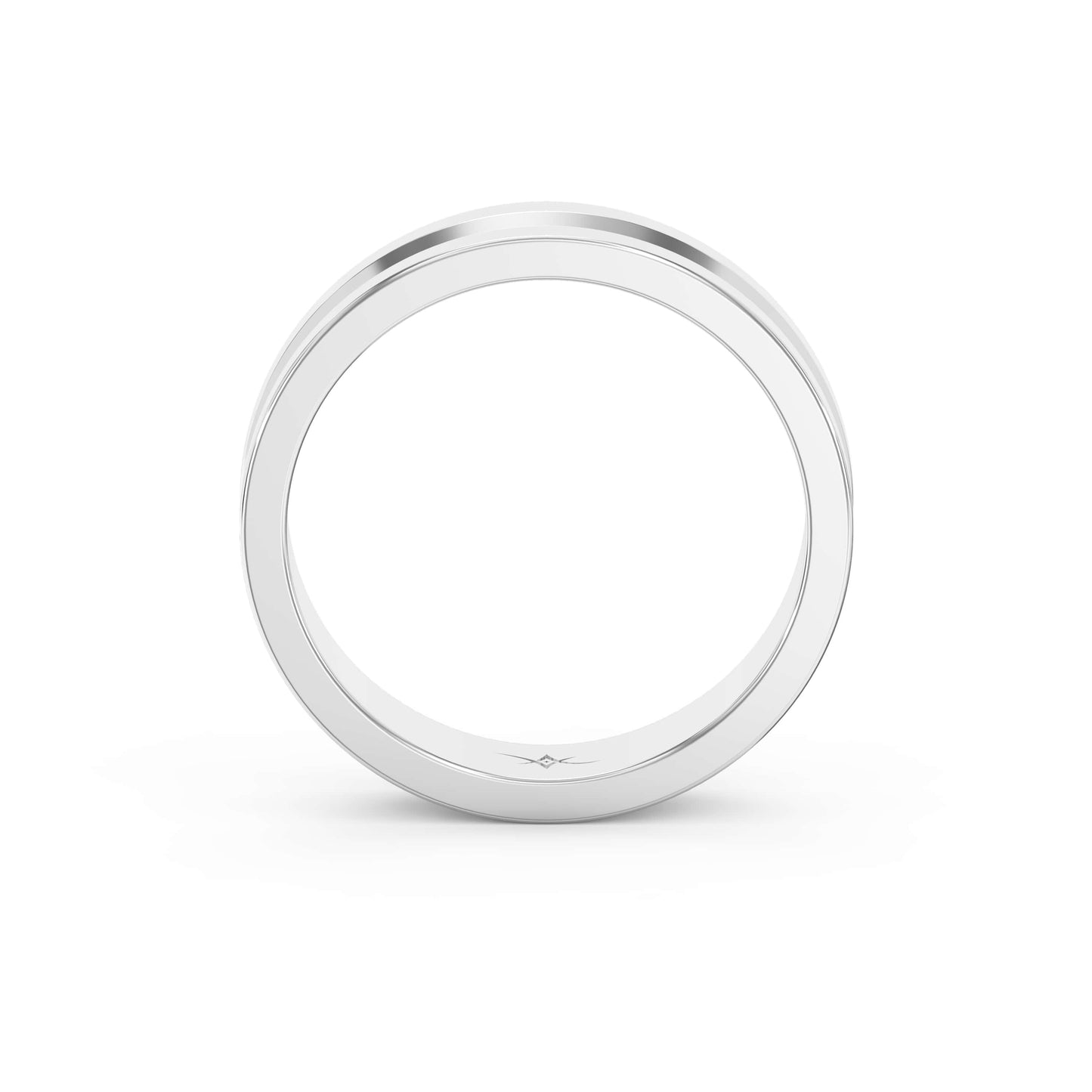Bullnose Groove Pattern Flat Wedding Metal Ring