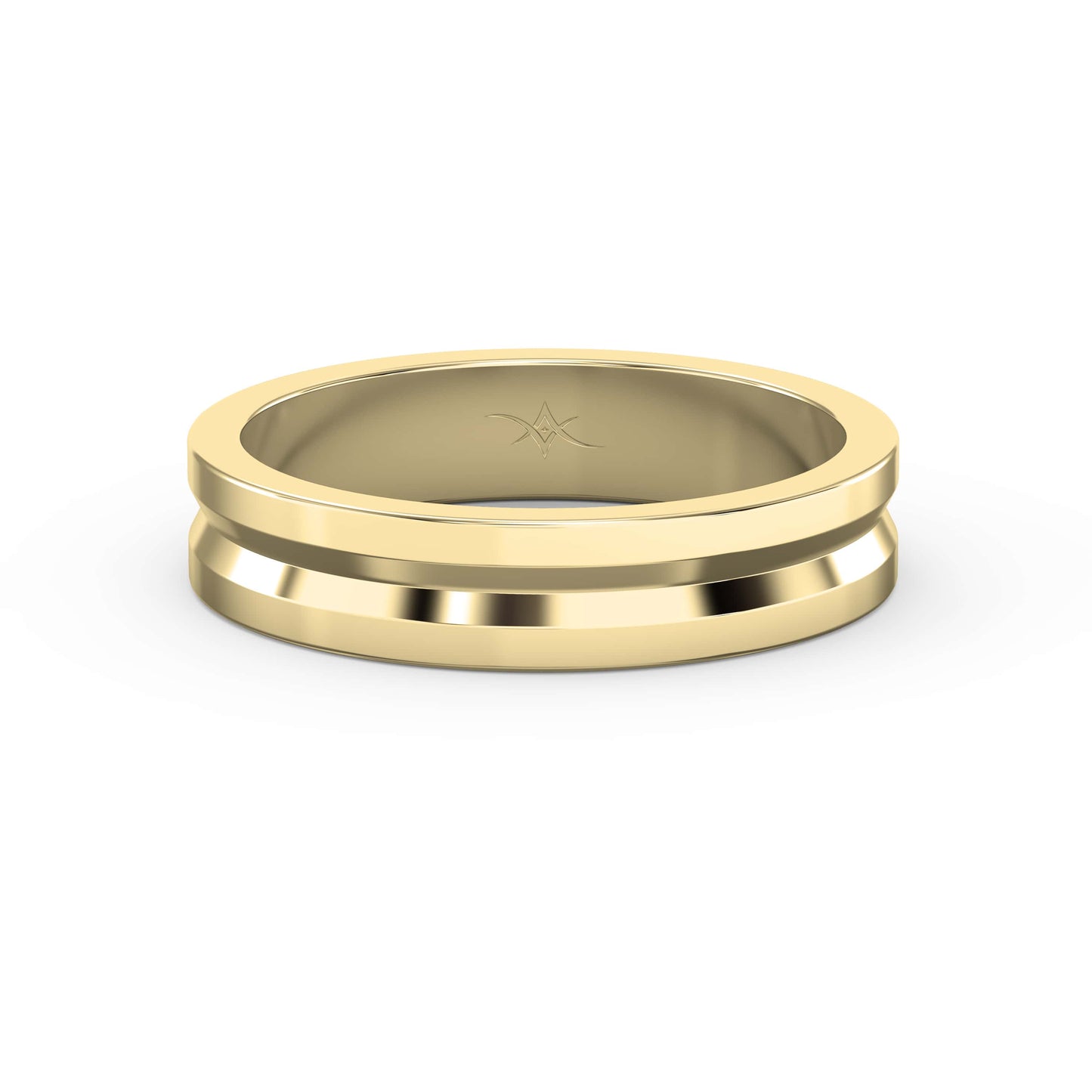 Bullnose Groove Pattern Flat Wedding Metal Ring