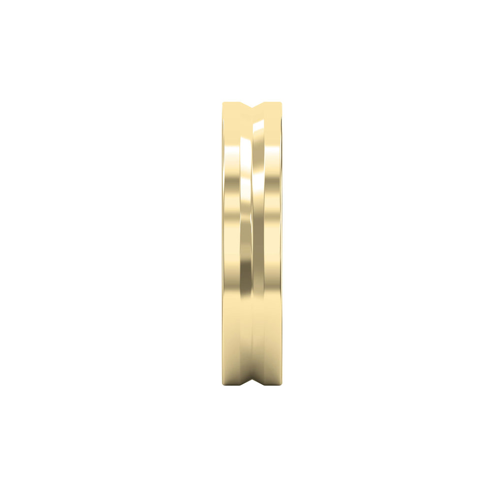 Bullnose Groove Pattern Flat Wedding Metal Ring
