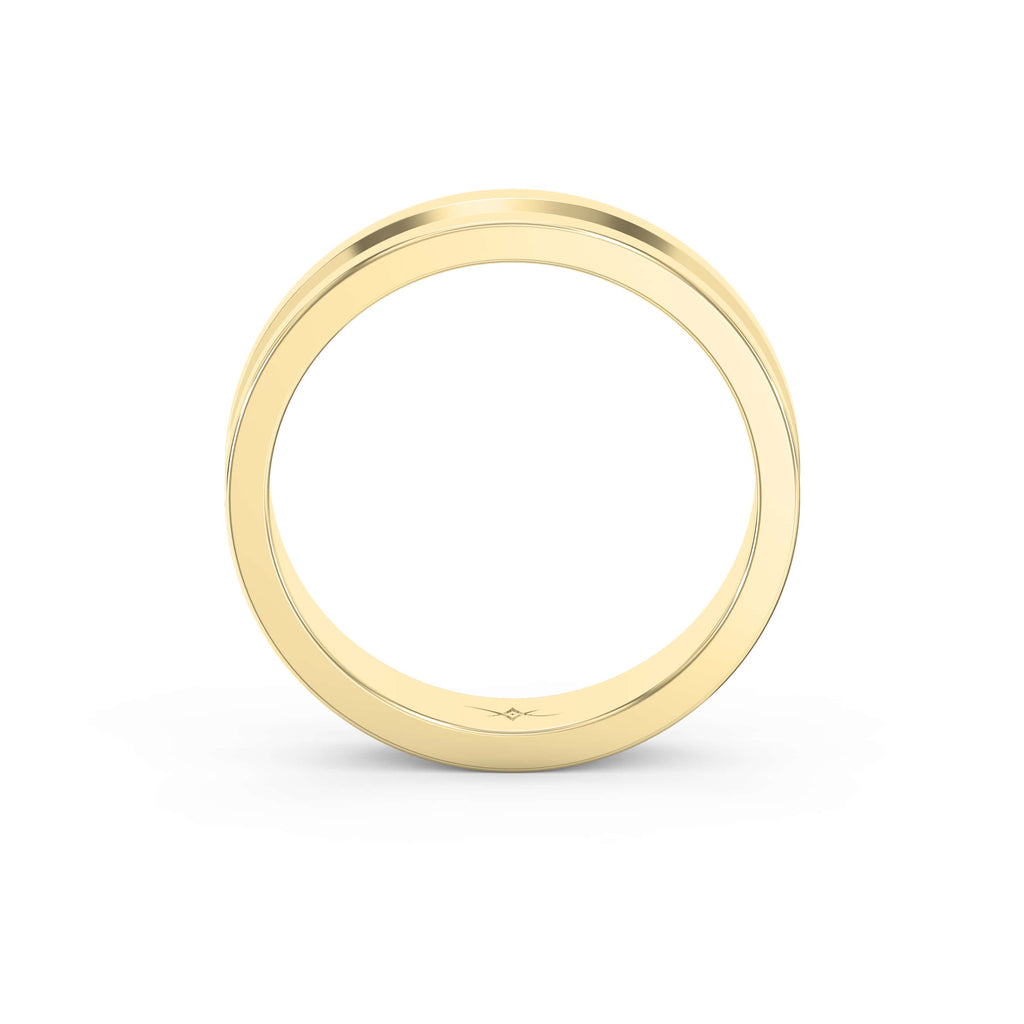 Bullnose Groove Pattern Flat Wedding Metal Ring