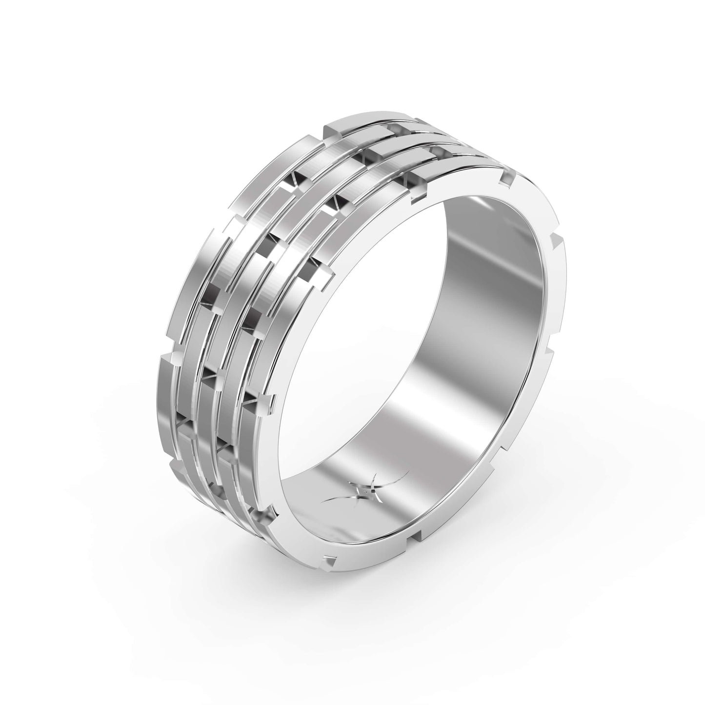 Architectural Linked Wedding Men's Ring