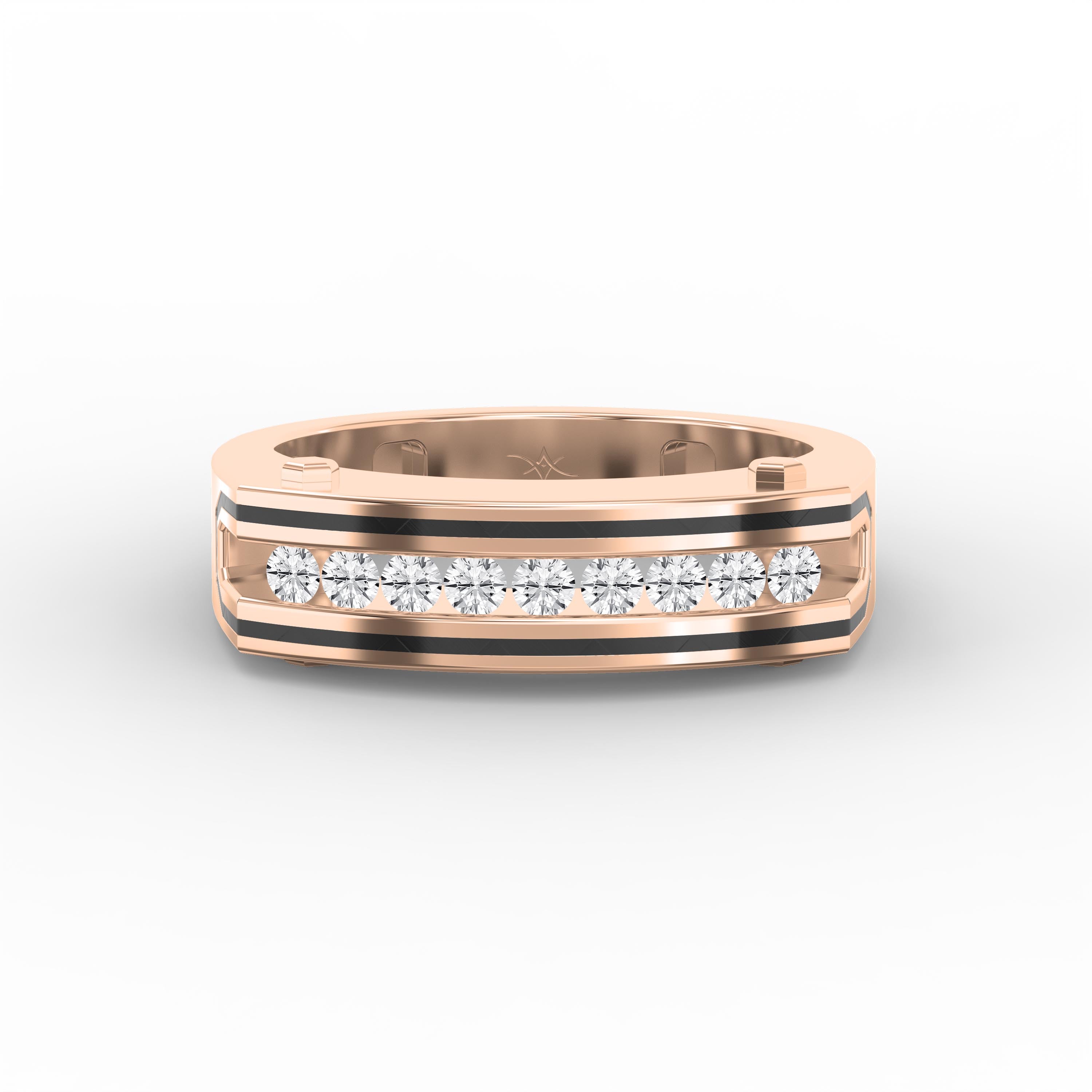 Round Diamond Onyx Channel Men's Ring ( 0.40 Ct. )