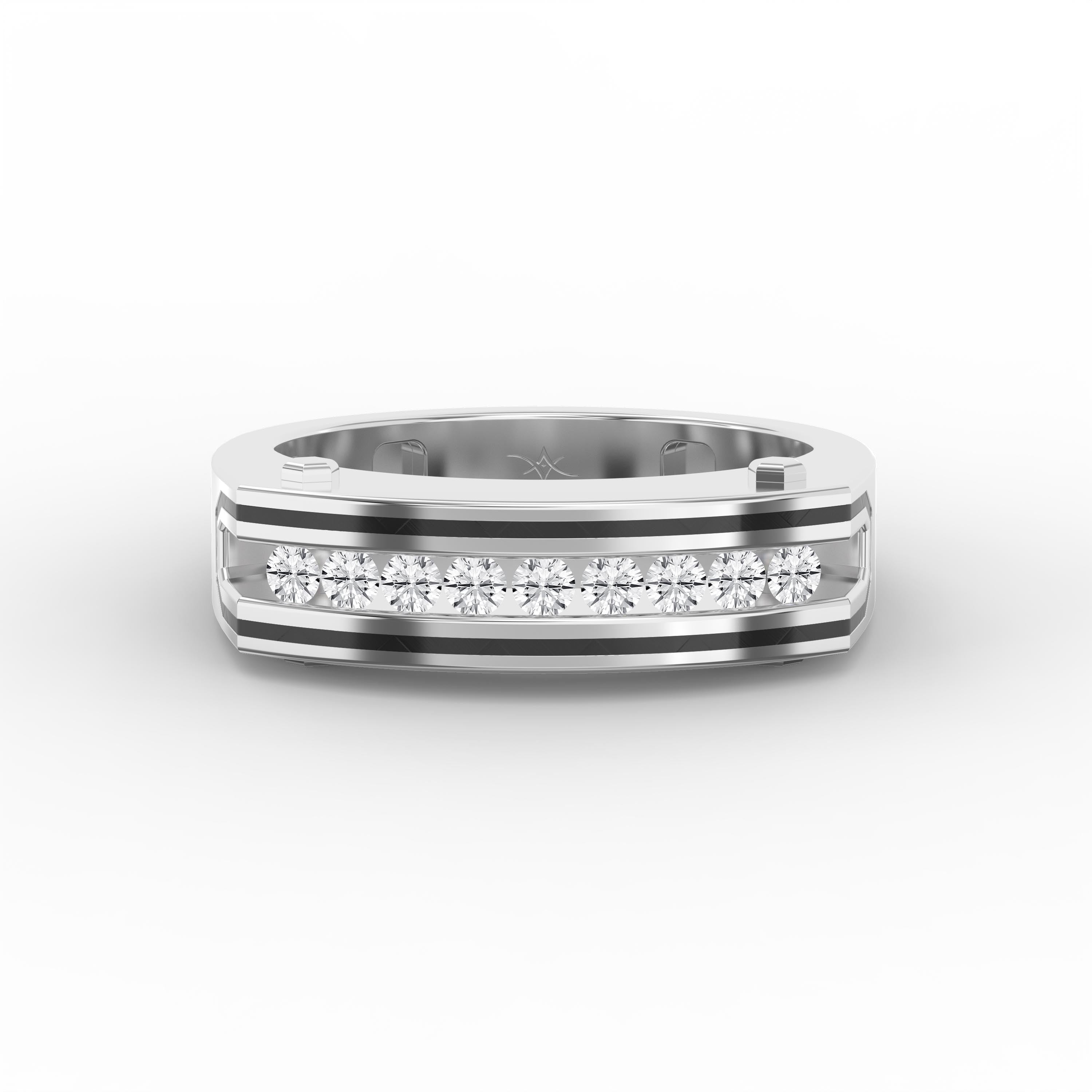 Round Diamond Onyx Channel Men's Ring ( 0.40 Ct. )