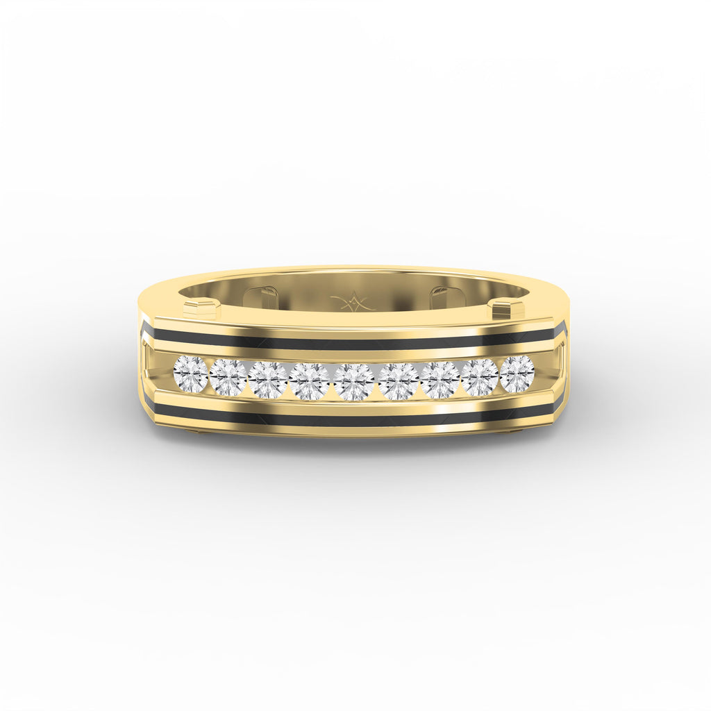 Round Diamond Onyx Channel Men's Ring ( 0.40 Ct. )