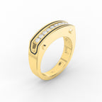 Round Diamond Onyx Channel Men's Ring ( 0.40 Ct. )