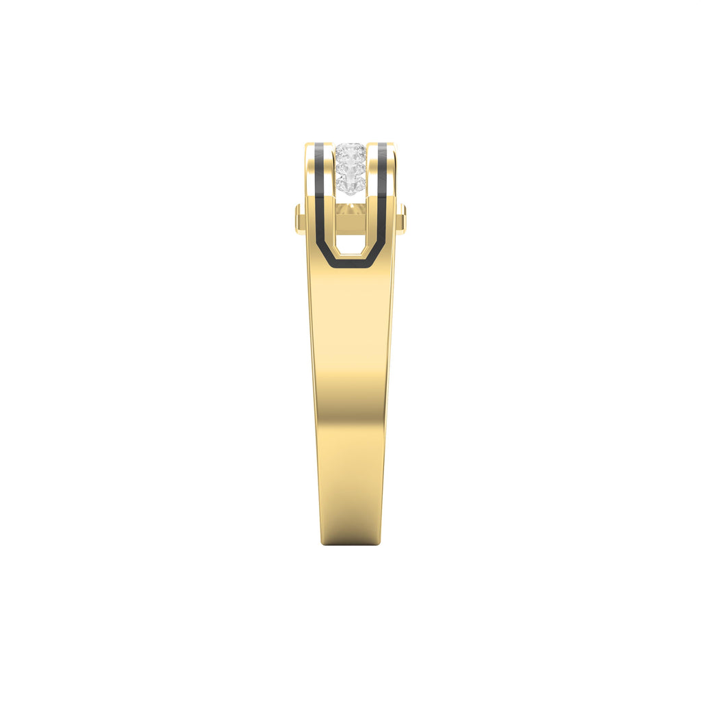 Round Diamond Onyx Channel Men's Ring ( 0.40 Ct. )